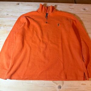 Polo Ralph Lauren Orange 1/4 Zip Pullover Sweater Mens‎ XL Cotton